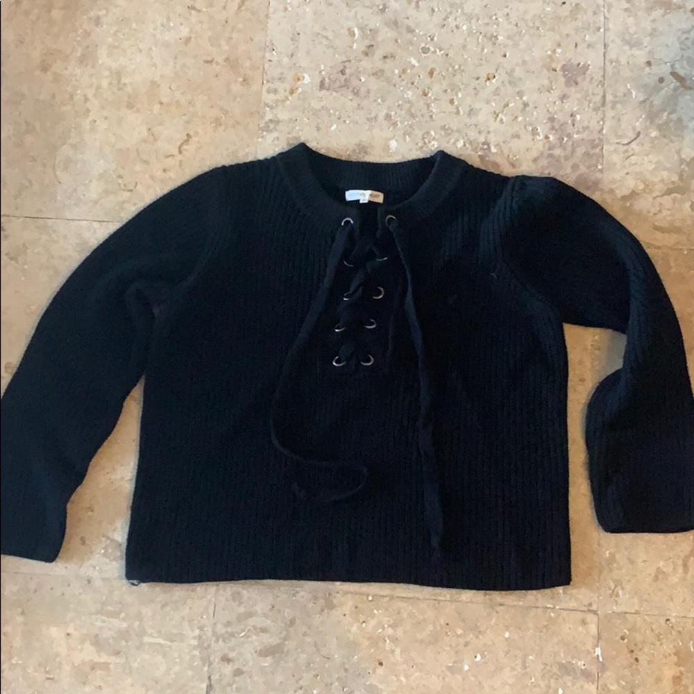 Black sweater with tie up front
